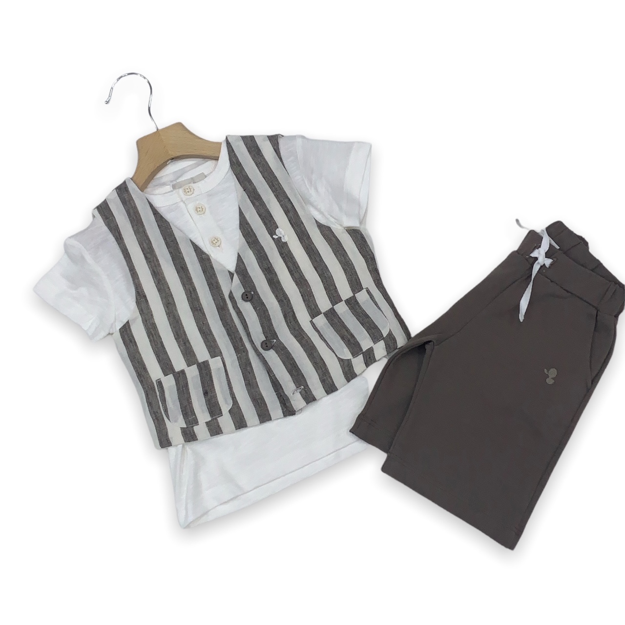Linen gilet LALALU | Gilet | GLL23GBCIOCCOLATO